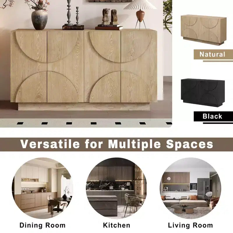 Whisen 4-Door Wood Storage Sideboard with Adjustable Shelves