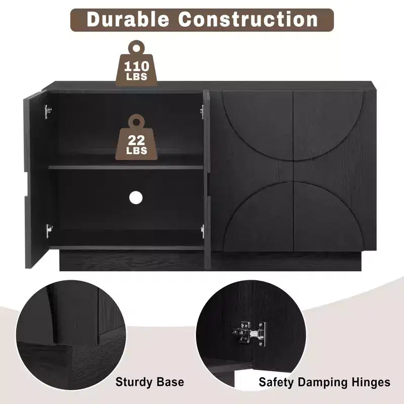 Whisen 4-Door Wood Storage Sideboard with Adjustable Shelves