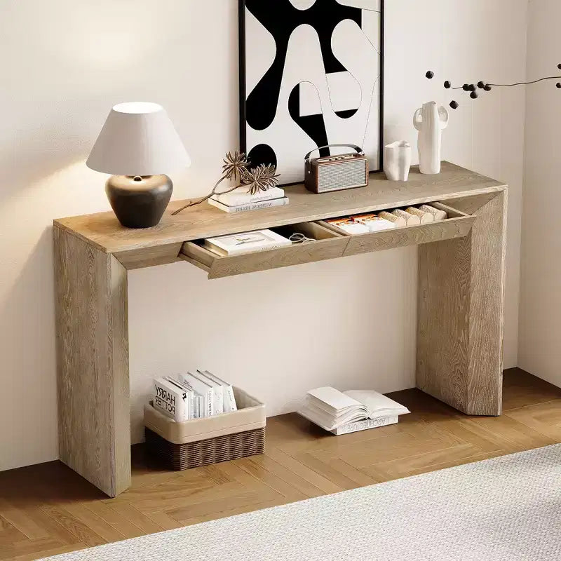 Whisen 60 Farmhouse Console Table with 2 Drawers