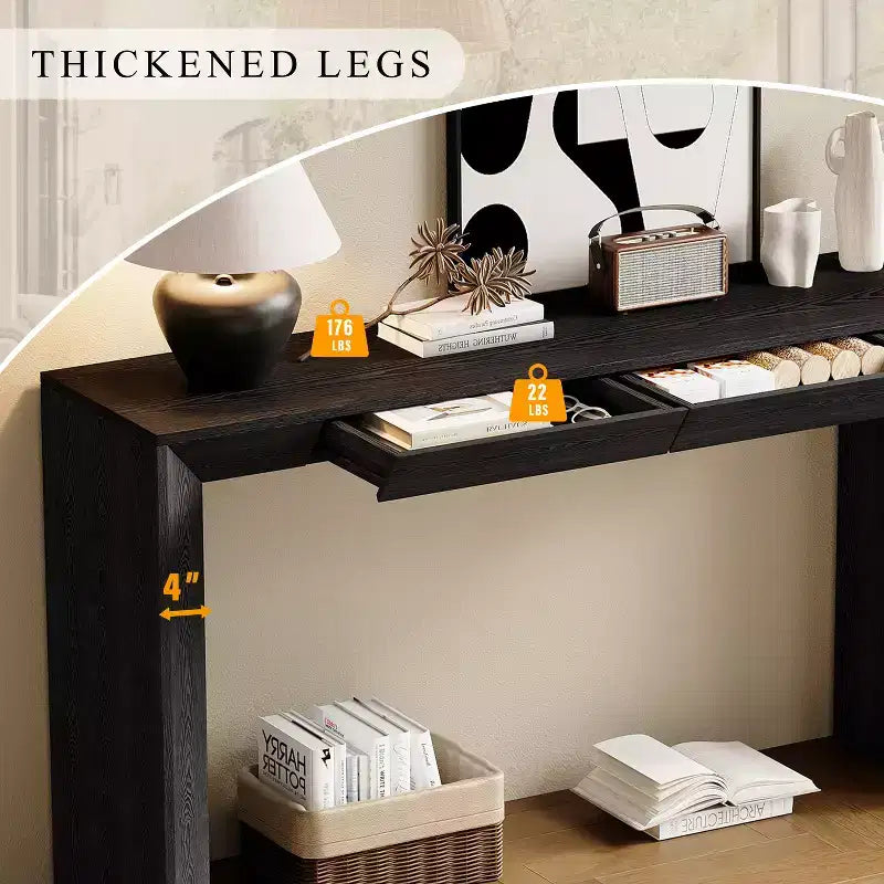 Whisen 60 Farmhouse Console Table with 2 Drawers