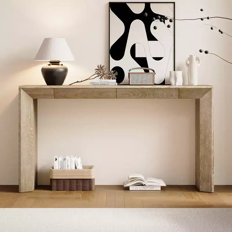 Whisen 60 Farmhouse Console Table with 2 Drawers