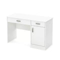 HomeStock 30 in.H White Color Particle Board Computer Desks with Enclosed Storage Cabinet