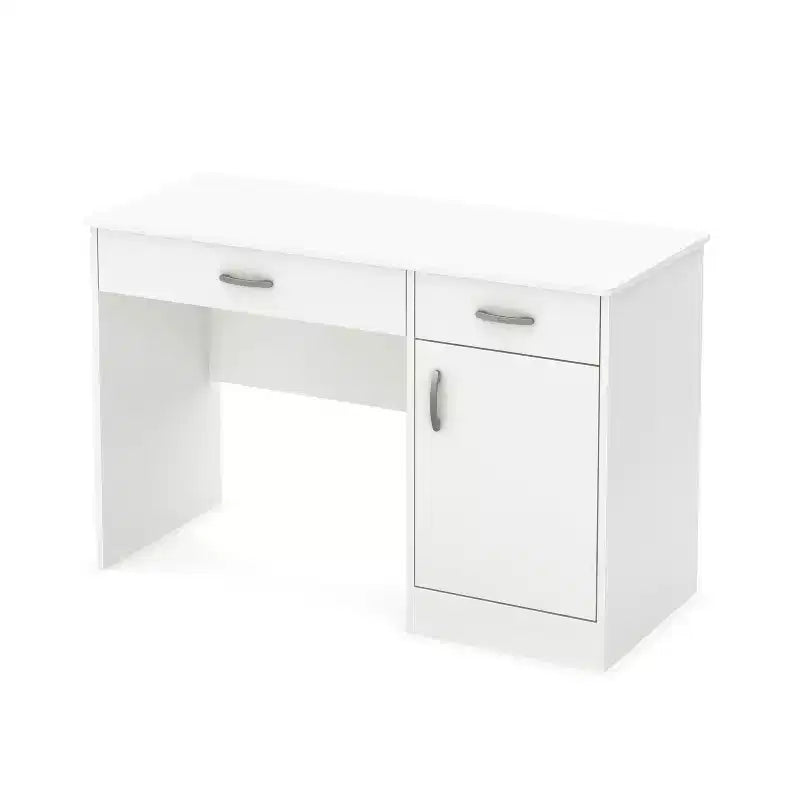 HomeStock 30 in.H White Color Particle Board Computer Desks with Enclosed Storage Cabinet