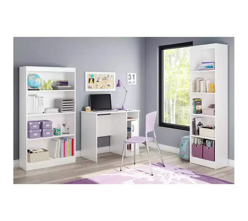 HomeStock 30 in.H White Color Particle Board Computer Desks with Enclosed Storage Cabinet