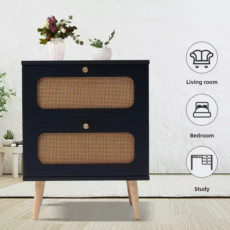 Okak Commode de rangement moderne avec 3 tiroirs et 2 portes, buffet avec étagère réglable pour salon, salle à manger, cuisine