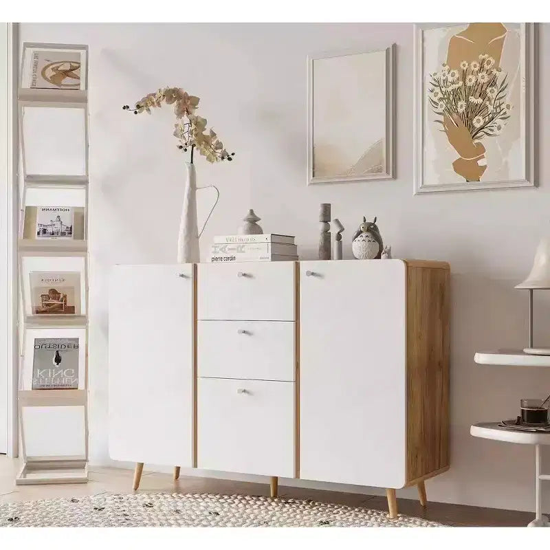 Okak Commode de rangement moderne avec 3 tiroirs et 2 portes, buffet avec étagère réglable pour salon, salle à manger, cuisine