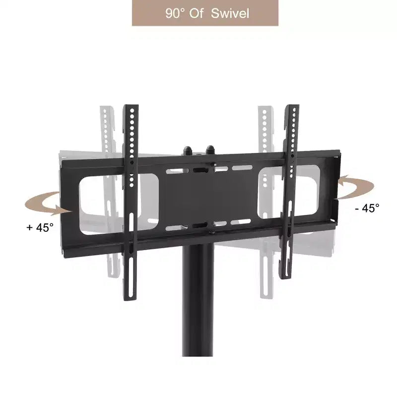 Meuble TV multifonction MAYEERTY noir - Orientable et réglable en hauteur, verre trempé