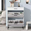 MAYEERTY Shoe Cabinet Freestanding Shoe Rack Storage Organizer with Drawers Metal Legs Modern 2 Flip Drawers for Entryway