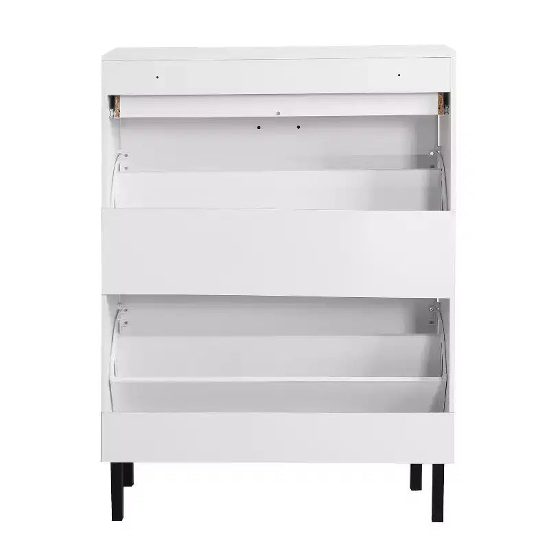 MAYEERTY Shoe Cabinet Freestanding Shoe Rack Storage Organizer with Drawers Metal Legs Modern 2 Flip Drawers for Entryway