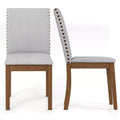 Costway Upholstered Dining Chairs Set of 2/4 with Nailhead Trim Rubber Wood Legs Padded Seat
