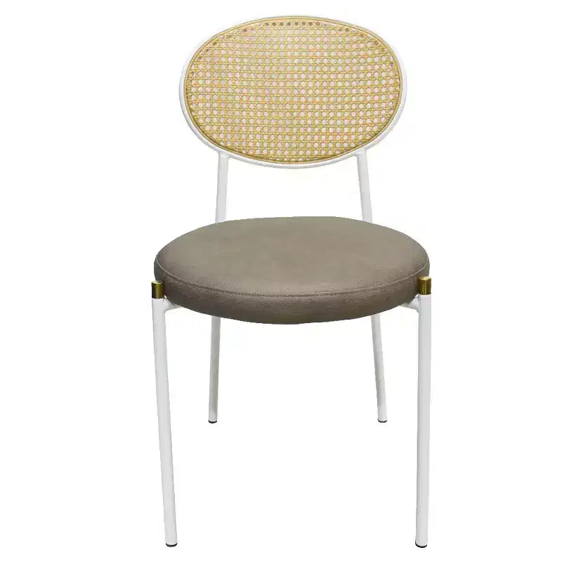 LeisureMod Euston Velvet Rattan Open Back Dining Chairs Set of 4  Stainless Steel Base, Comfortable Modern Seating for Kitchen, Dining Room, Cafe