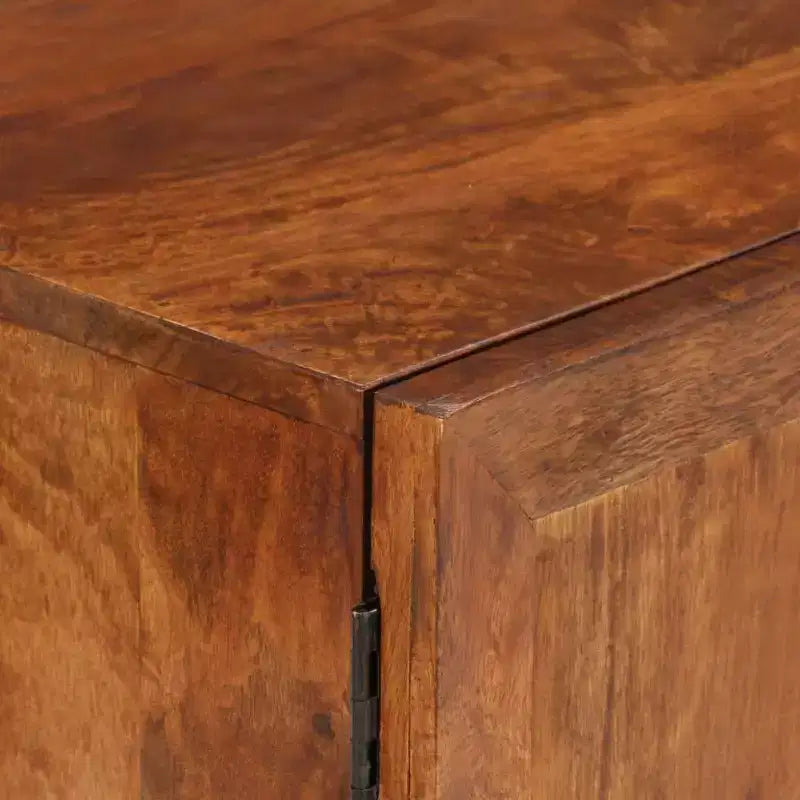 vidaXL Solid Mango Wood Sideboard with V-Shaped Steel Legs - Spacious Rustic Cabinet for Living Room, Lounge Area