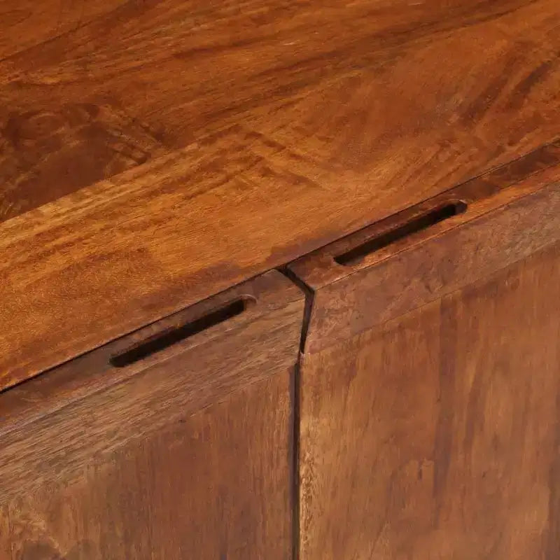 vidaXL Solid Mango Wood Sideboard with V-Shaped Steel Legs - Spacious Rustic Cabinet for Living Room, Lounge Area