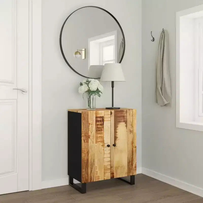 vidaXL Bahut noir Bois de manguier massif Portes moyennes Bahut