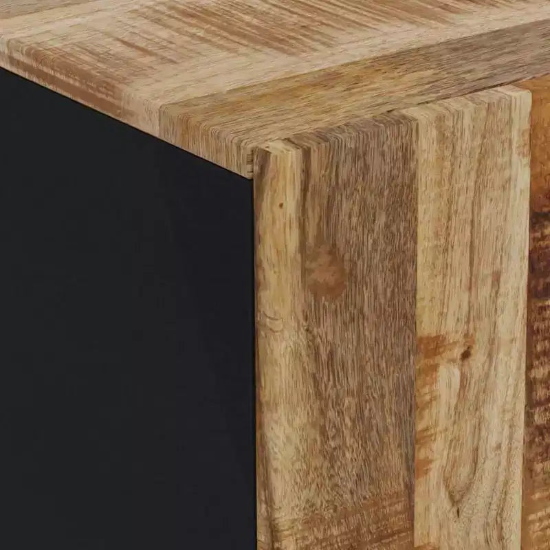 vidaXL Bahut noir Bois de manguier massif Portes moyennes Bahut