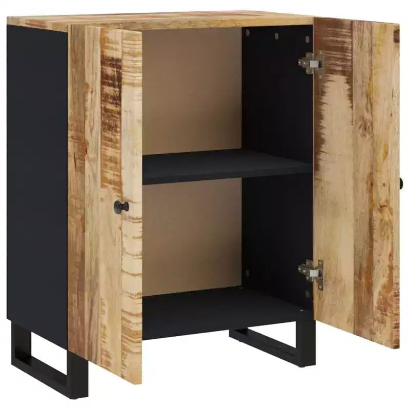 vidaXL Bahut noir Bois de manguier massif Portes moyennes Bahut