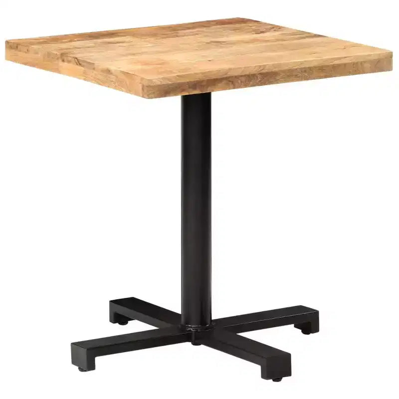 vidaXL Rough Mango Wood Bistro Table  Rustic-Style Square Table with Black Iron Base  for Indoor or Outdoor Use  Durable, Unique and Versatile