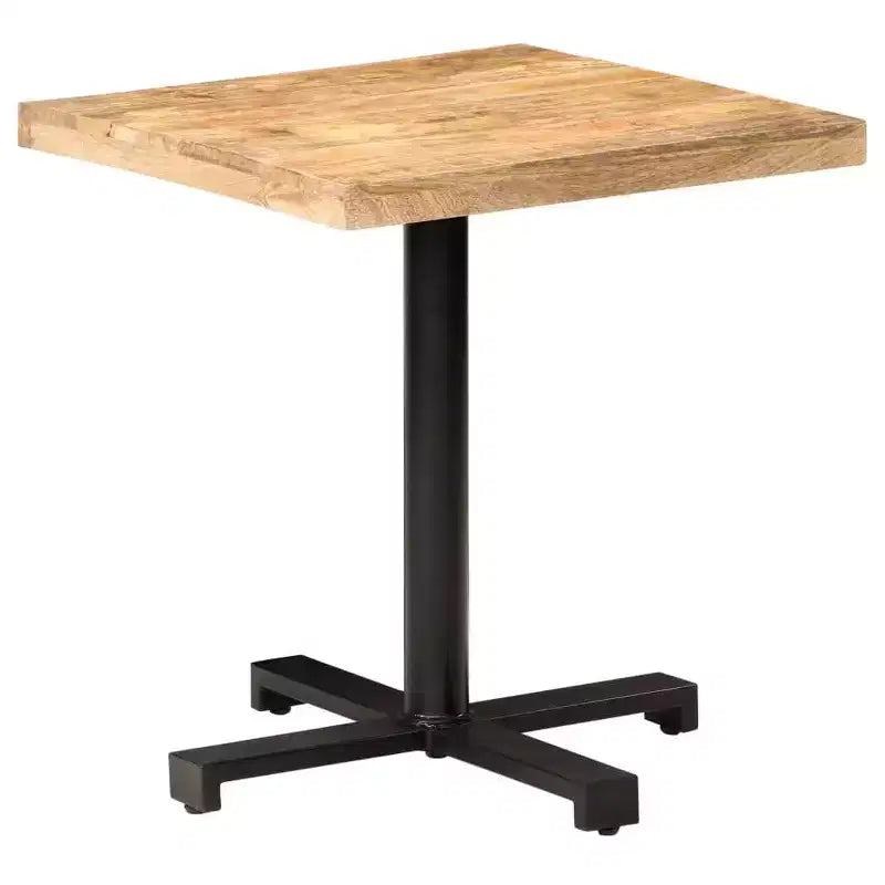 vidaXL Rough Mango Wood Bistro Table  Rustic-Style Square Table with Black Iron Base  for Indoor or Outdoor Use  Durable, Unique and Versatile