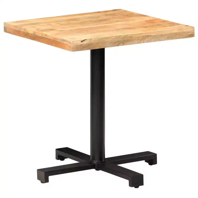 vidaXL Rough Mango Wood Bistro Table  Rustic-Style Square Table with Black Iron Base  for Indoor or Outdoor Use  Durable, Unique and Versatile