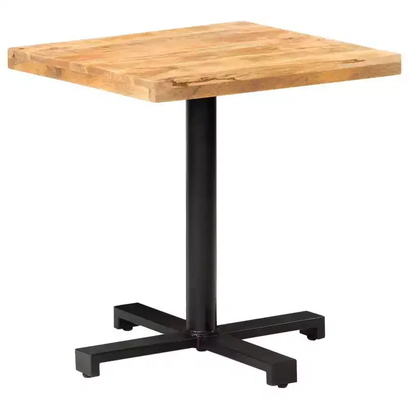 vidaXL Rough Mango Wood Bistro Table  Rustic-Style Square Table with Black Iron Base  for Indoor or Outdoor Use  Durable, Unique and Versatile