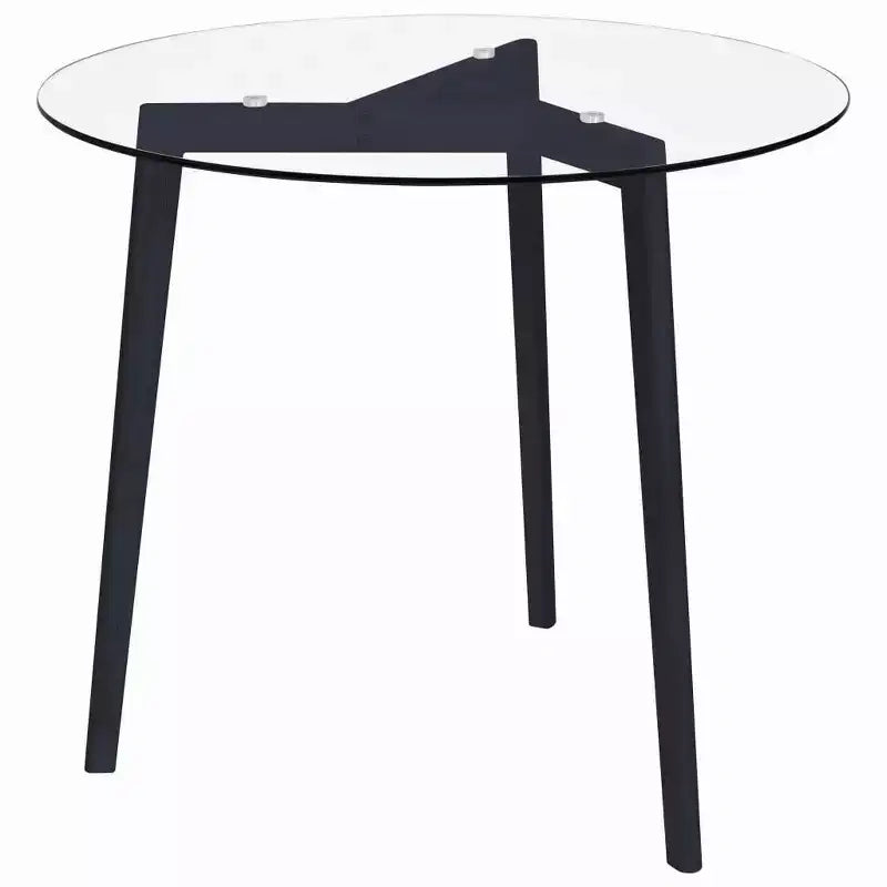 vidaXL Dining Table Transparent and Black Tempered Glass, Iron Medium - Black