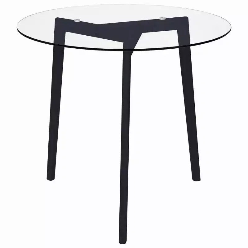 vidaXL Dining Table Transparent and Black Tempered Glass, Iron Medium - Black