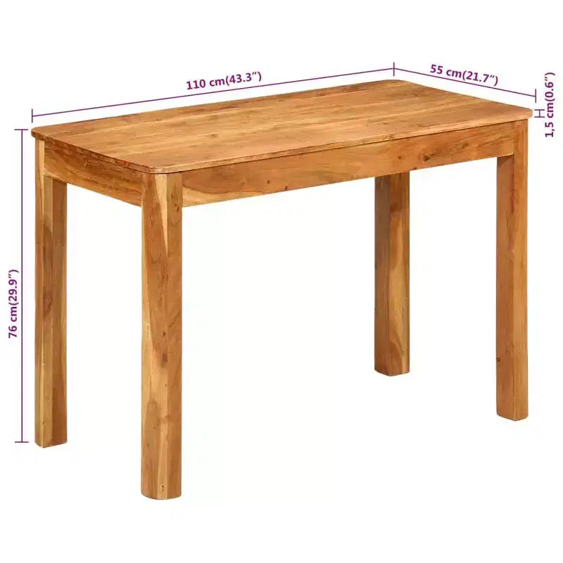 vidaXL Solid Acacia Wood Dining Table - Vintage Style Rectangular Dinner Table for Living Room, Kitchen - Brown Honey Finish (43.3x21.7x29.9)