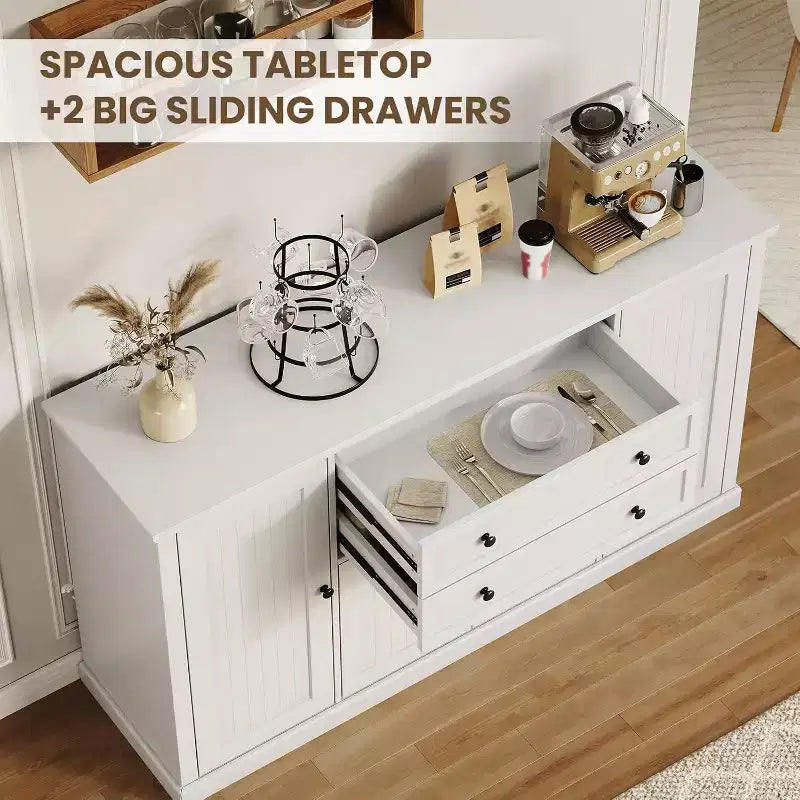 GustoWave 58 Inch Sideboard with 4 Doors and 2 Drawers