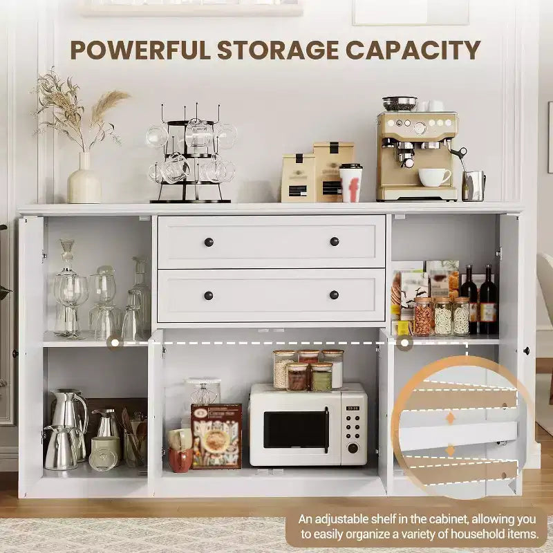 GustoWave 58 Inch Sideboard with 4 Doors and 2 Drawers