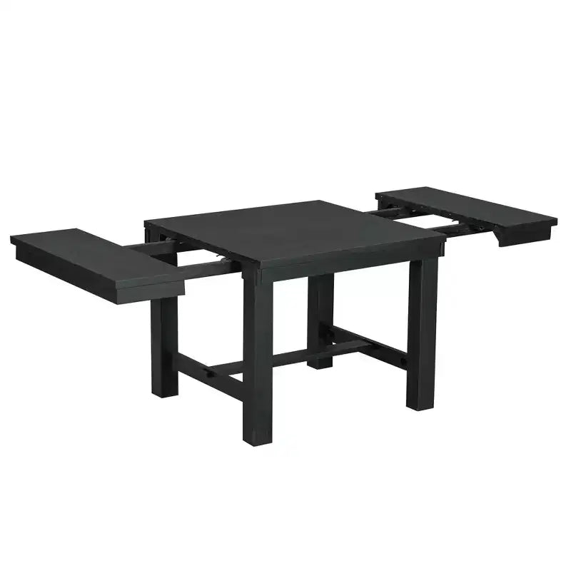 HABITRIO 6 Piece Extendable Dining Table Set for 6, Farmhouse Dining Set with 4 Upholstered Dining Chairs, Bench & 2 Removable Leaves, Natural/Black
