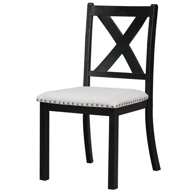 HABITRIO 6 Piece Extendable Dining Table Set for 6, Farmhouse Dining Set with 4 Upholstered Dining Chairs, Bench & 2 Removable Leaves, Natural/Black