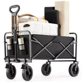 Besiter Wagon Cart, Collapsible Wagon Cart with 2 Cup Holders, Portable Utility Wagon with Adjustable Handbar for Camping, Shopping, Outdoor