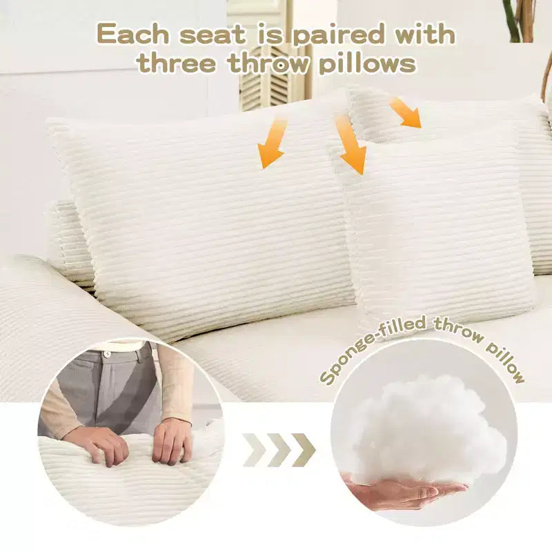 Oversized Cloud Modular Sectional Couch, Convertible Sectional Couches , Extra-Wide Armrests With Chaise