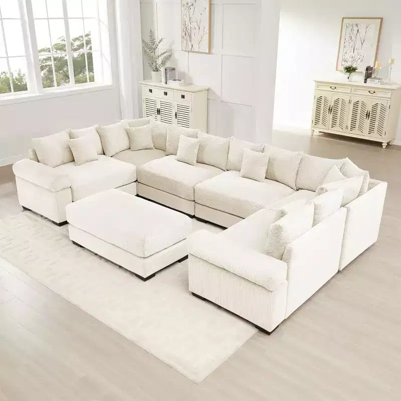 Oversized Cloud Modular Sectional Couch, Convertible Sectional Couches , Extra-Wide Armrests With Chaise