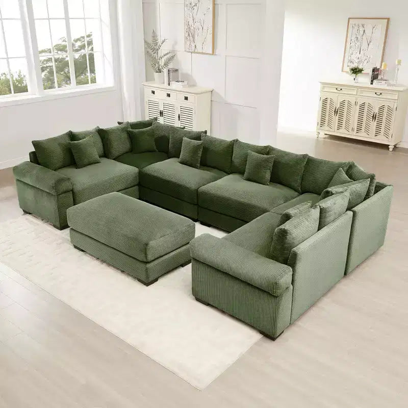 Oversized Cloud Modular Sectional Couch, Convertible Sectional Couches , Extra-Wide Armrests With Chaise