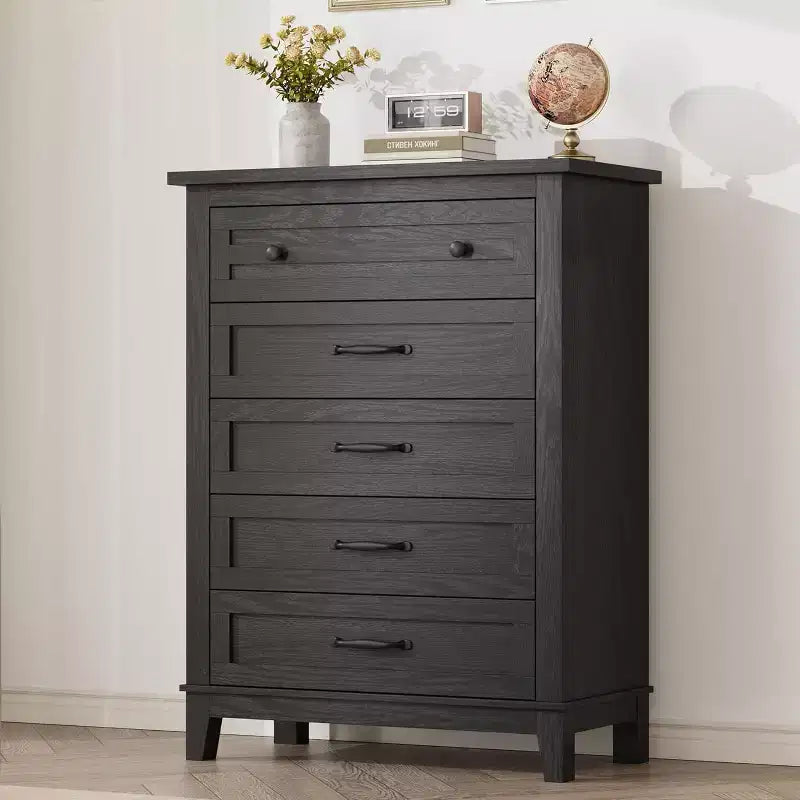 5 Dresser for Bedroom, 41.3 Tall Vertical Drawer Dresser with Storage Freestanding, Wooden Closet Storage Chest for Living Room, Bedroom, Entryway