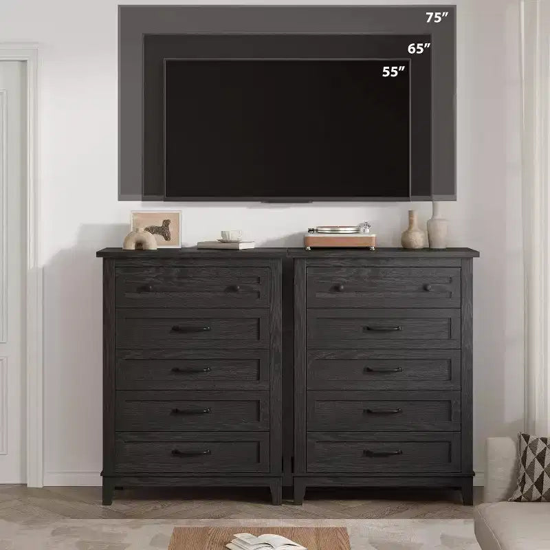 5 Dresser for Bedroom, 41.3 Tall Vertical Drawer Dresser with Storage Freestanding, Wooden Closet Storage Chest for Living Room, Bedroom, Entryway