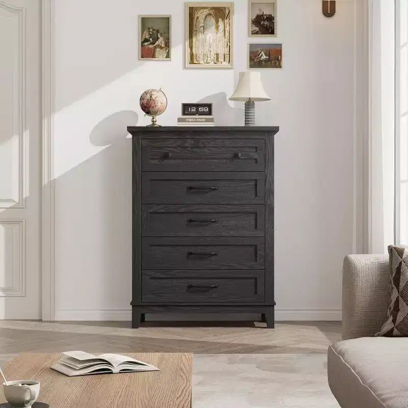 5 Dresser for Bedroom, 41.3 Tall Vertical Drawer Dresser with Storage Freestanding, Wooden Closet Storage Chest for Living Room, Bedroom, Entryway