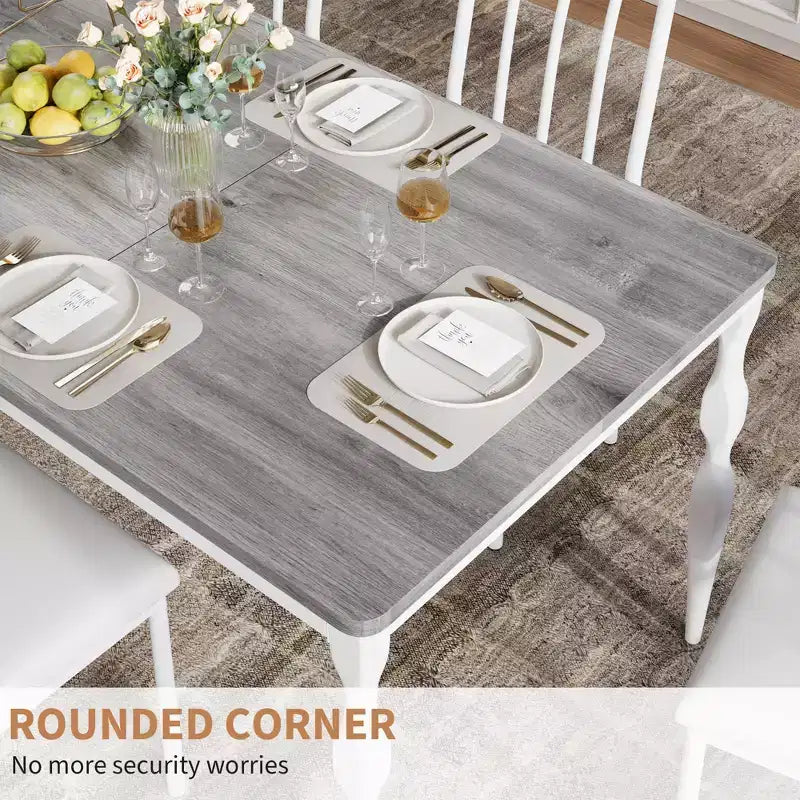 78 Table de salle à manger rustique de ferme pour 6 personnes - Longue table en bois avec pieds en métal pour cuisine, salle à manger, réunions de famille et fêtes