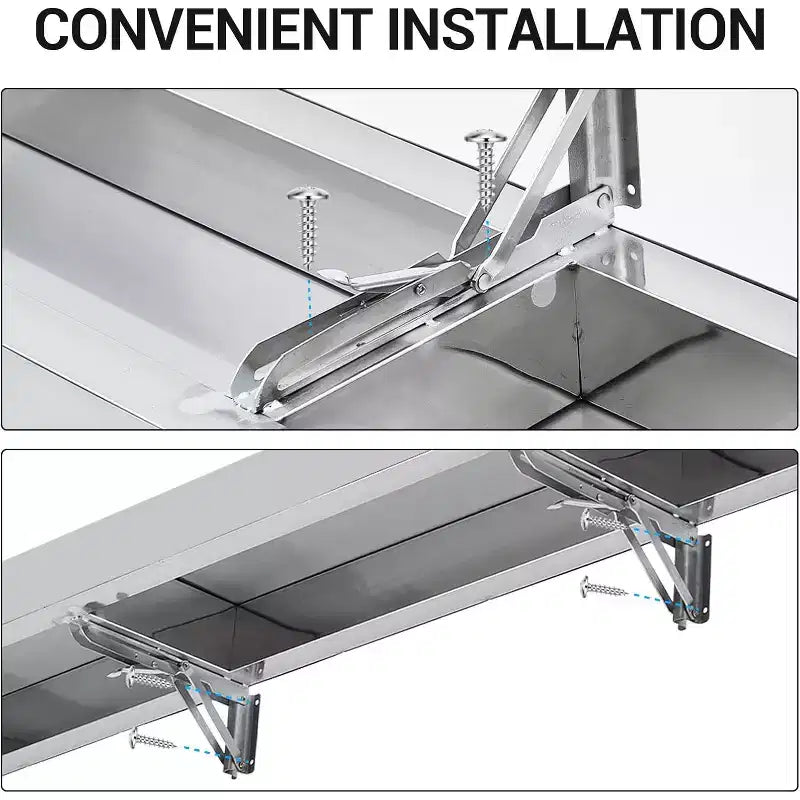 GustoWave Commercial Foldable Stainless Steel Shelf for Food Trucks, Outdoor Grilling & Restaurant, Silver