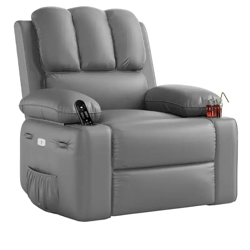 Fauteuil inclinable électrique surdimensionné TROPOW avec fonction chaleur et massage – Fauteuil inclinable à bascule pivotant à 360° pour salon, fauteuil inclinable en cuir PU