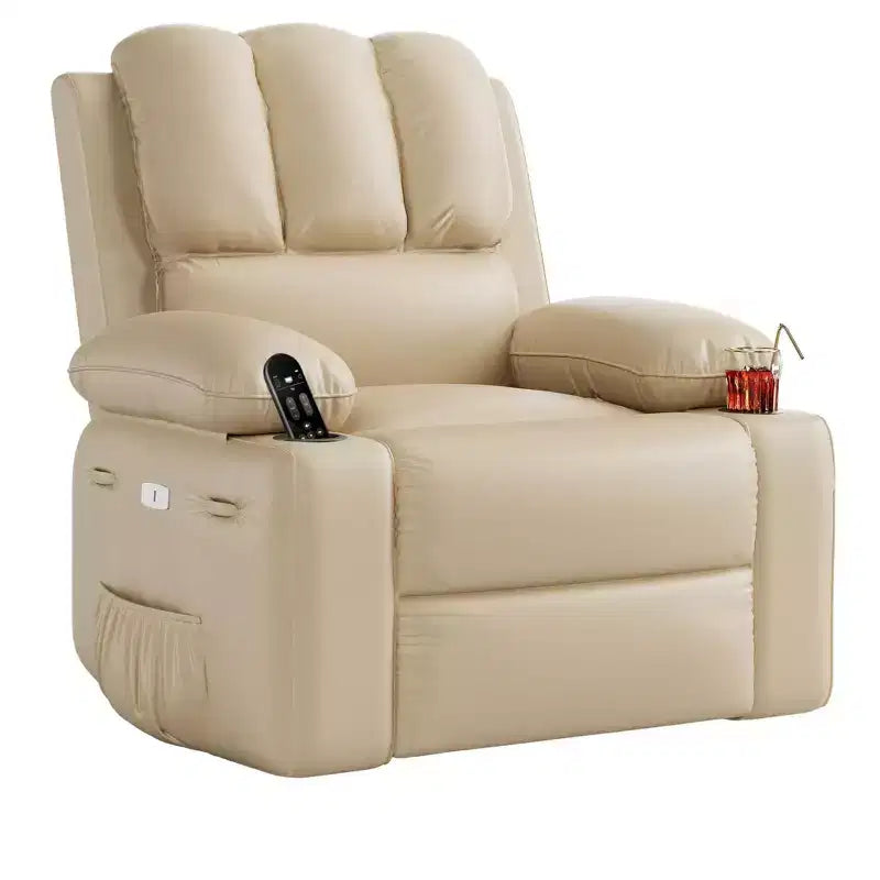Fauteuil inclinable électrique surdimensionné TROPOW avec fonction chaleur et massage – Fauteuil inclinable à bascule pivotant à 360° pour salon, fauteuil inclinable en cuir PU