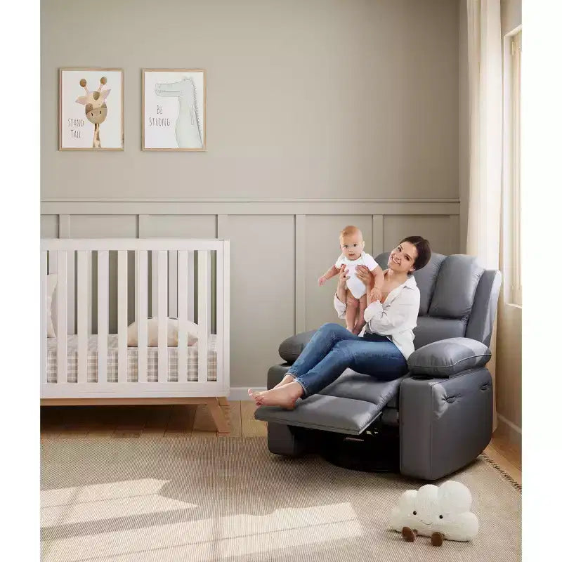 Fauteuil inclinable électrique surdimensionné TROPOW avec fonction chaleur et massage – Fauteuil inclinable à bascule pivotant à 360° pour salon, fauteuil inclinable en cuir PU