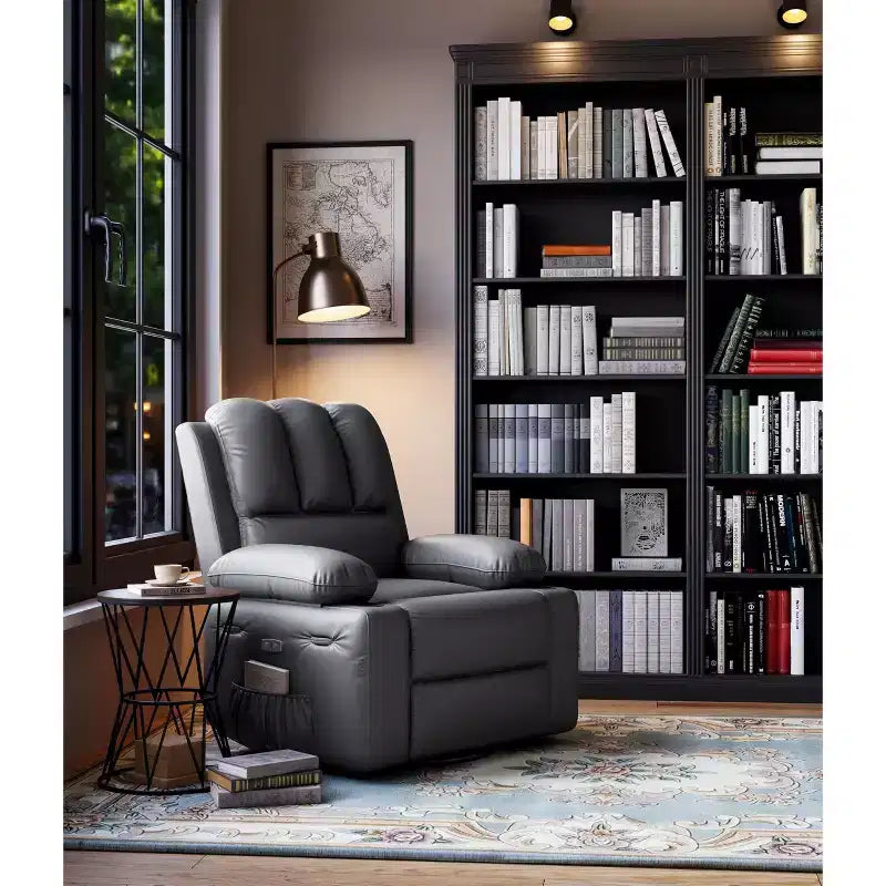 Fauteuil inclinable électrique surdimensionné TROPOW avec fonction chaleur et massage – Fauteuil inclinable à bascule pivotant à 360° pour salon, fauteuil inclinable en cuir PU