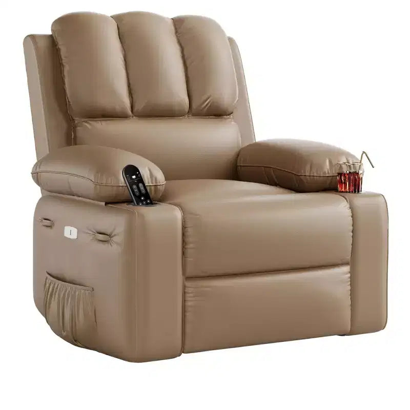 Fauteuil inclinable électrique surdimensionné TROPOW avec fonction chaleur et massage – Fauteuil inclinable à bascule pivotant à 360° pour salon, fauteuil inclinable en cuir PU