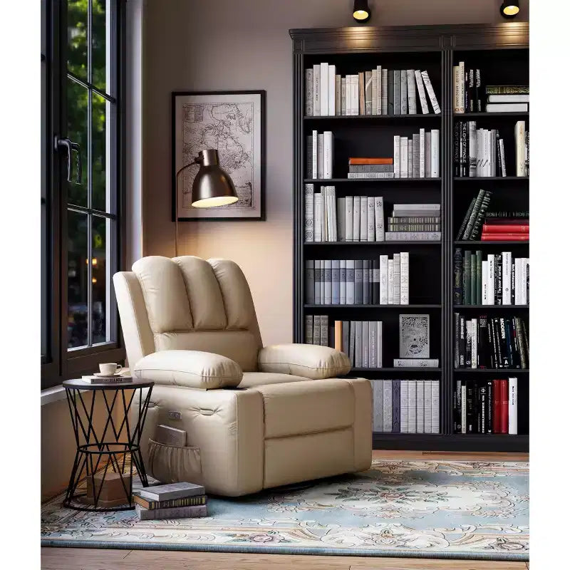 Fauteuil inclinable électrique surdimensionné TROPOW avec fonction chaleur et massage – Fauteuil inclinable à bascule pivotant à 360° pour salon, fauteuil inclinable en cuir PU