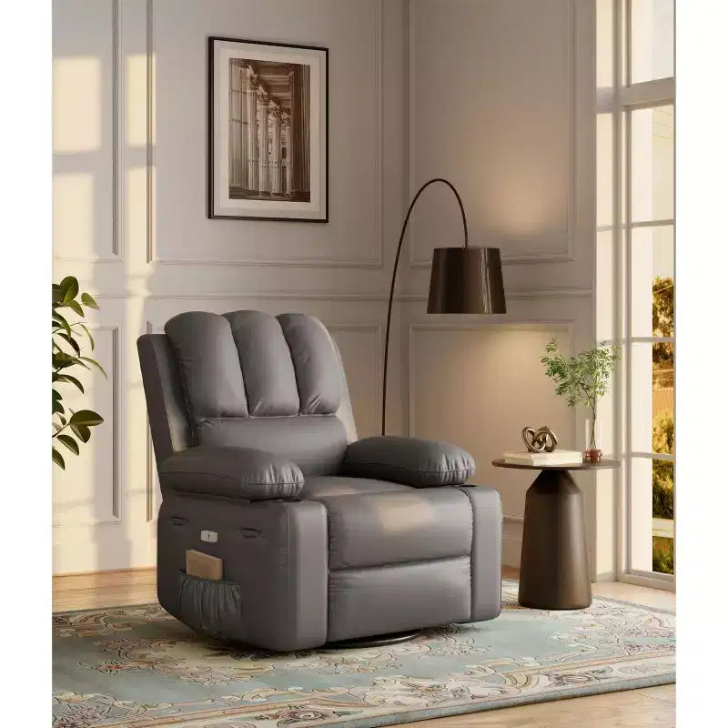 Fauteuil inclinable électrique surdimensionné TROPOW avec fonction chaleur et massage – Fauteuil inclinable à bascule pivotant à 360° pour salon, fauteuil inclinable en cuir PU
