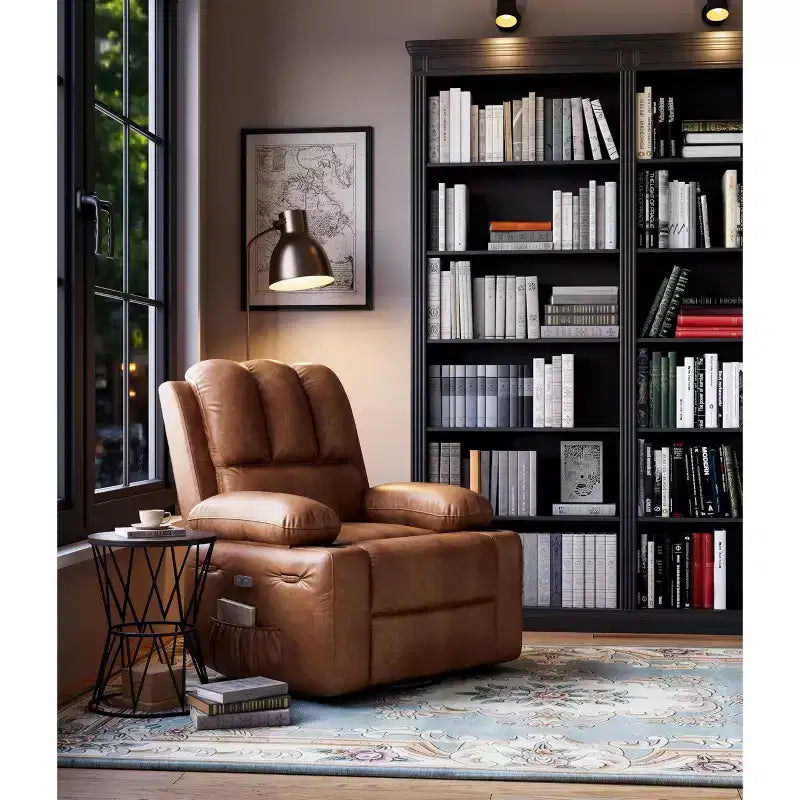 Fauteuil inclinable électrique surdimensionné TROPOW avec fonction chaleur et massage – Fauteuil inclinable à bascule pivotant à 360° pour salon, fauteuil inclinable en cuir PU