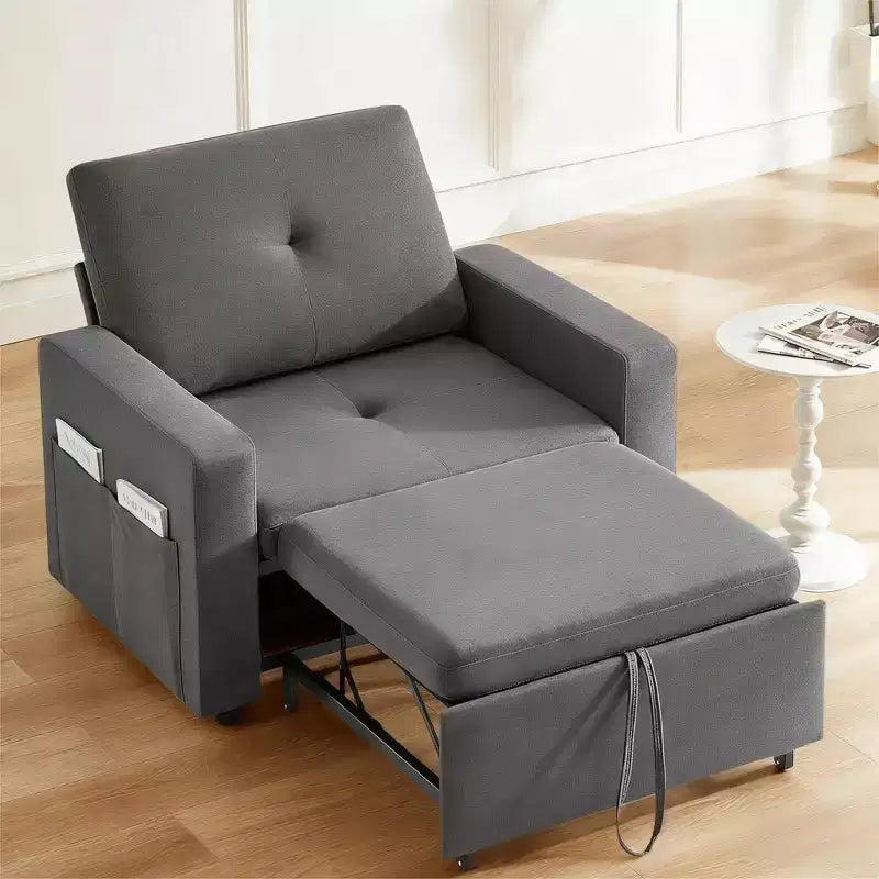 Dyonery 3-in-1 Sleeper Sofa Chair Bed, 42.5 W Convertible Sleeper Chair with Pull Out Bed, Adjustable Backrest, Side Pockets