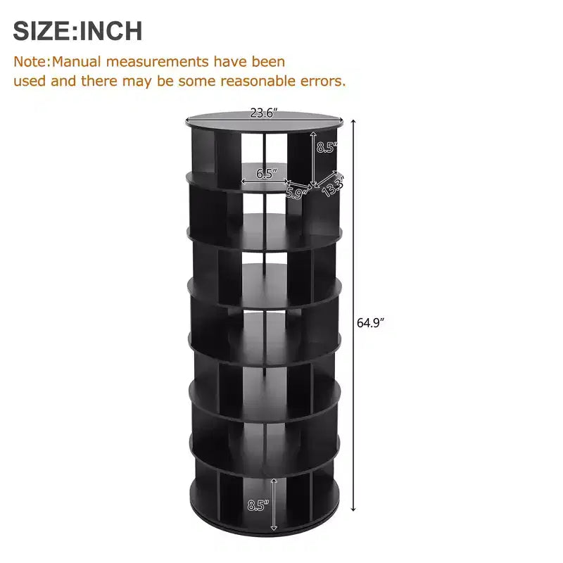 CLIHOME 360 Rotating Shoe Rack Tower, 7-Tier Spinning Shoe Carousel Closet Organizer with 5 Grids Per Layer